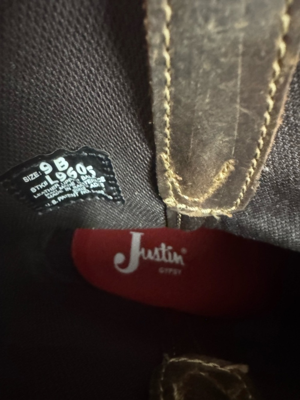 Justin Boots Brown Ankle Western Booties with Red Insole - Picture 3 of 4